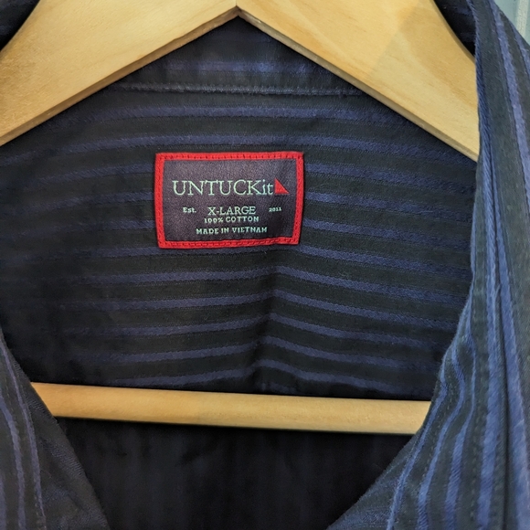 UNTUCKit Button Up Shirt Men's Long Sleeve XL Blue Stripes - Picture 4 of 5